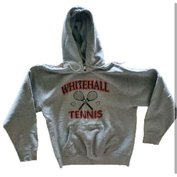 Whitehall Tennis Hoodie Grey Youth L Large Kangaroo Pockets Some Distress - Picture 1 of 11